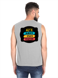 Men's Sleeveless T-Shirt | Regular Fit | 180 GSM Bio-Washed Cotton DTG | Pre-Shrunk, Double Stitched | For Gym & Casual Wear | Personalized | DTG | Graphic | Positivity | Motivation | Everyday | Optimistic | Always Stay Positive - back - Grey Melange - mockup 2