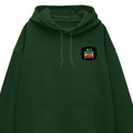 Oversized Hoodie | Unisex Relaxed Fit | 400 GSM Cotton Blend | DTG Printed | Drop Shoulder, Pre-Shrunk | Adults | Personalized | DTG | Graphic | Positivity | Motivation | Everyday | Optimistic | Always Stay Positive - left pocket - Bottle Green - mockup 3