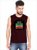 Men's Sleeveless T-Shirt | Regular Fit | 180 GSM Bio-Washed Cotton | Pre-Shrunk, Double Stitched | Men | Personalized | DTF | Graphic | Positivity | Motivation | Everyday | Optimistic | Always Stay Positive - front - Maroon - mockup 1