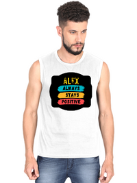 Men's Sleeveless T-Shirt | Regular Fit | 180 GSM Bio-Washed Cotton | Pre-Shrunk, Double Stitched | Men | Personalized | DTF | Graphic | Positivity | Motivation | Everyday | Optimistic | Always Stay Positive