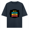 Oversized Standard T-Shirt | Unisex Oversized Fit | 180 GSM 100% Super Combed Cotton | DTF Print | Soft & Durable | Personalized | DTF | Graphic | Positivity | Motivation | Everyday | Optimistic | Always Stay Positive - front - Navy Blue - mockup 1