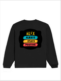 Oversized Sweatshirt | Roomy Relaxed Fit | 400 GSM Cotton Blend | Pre-Shrunk Drop Shoulder | Unisex Adult | Personalized | DTF | Graphic | Positivity | Motivation | Everyday | Optimistic | Always Stay Positive - back - Black - mockup 2