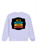 Oversized Sweatshirt | Roomy Relaxed Fit | 400 GSM Cotton Blend | Pre-Shrunk Drop Shoulder | Unisex Adult | Personalized | DTF | Graphic | Positivity | Motivation | Everyday | Optimistic | Always Stay Positive - back - Lavender - mockup 2