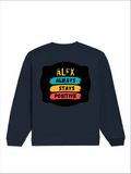 Oversized Sweatshirt | Roomy Relaxed Fit | 400 GSM Cotton Blend | Pre-Shrunk Drop Shoulder | Unisex Adult | Personalized | DTF | Graphic | Positivity | Motivation | Everyday | Optimistic | Always Stay Positive - back - Navy Blue - mockup 2