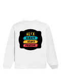 Oversized Sweatshirt | Roomy Relaxed Fit | 400 GSM Cotton Blend | Pre-Shrunk Drop Shoulder | Unisex Adult | Personalized | DTF | Graphic | Positivity | Motivation | Everyday | Optimistic | Always Stay Positive - back - White - mockup 2