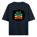 Oversized Classic T-Shirt | Unisex Oversized Fit | 100% Super-Combed Cotton | Pre-Shrunk & Ribbed Neck | Adults | Personalized | DTG | Graphic | Positivity | Motivation | Everyday | Optimistic | Always Stay Positive - back - Navy Blue - mockup 2