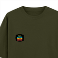 Oversized Classic T-Shirt | Unisex Oversized Fit | 100% Super-Combed Cotton | Pre-Shrunk & Ribbed Neck | Adults | Personalized | DTG | Graphic | Positivity | Motivation | Everyday | Optimistic | Always Stay Positive - left pocket - Olive Green - mockup 3