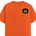 Classic Crew T-Shirt | Men's Regular Fit | 180 GSM Bio-Washed Cotton | DTG Print Ready | Double-Stitched & Ribbed Neck | Personalized | DTG | Graphic | Positivity | Motivation | Everyday | Optimistic | Always Stay Positive - left pocket - Orange - mockup 3