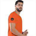 Classic Crew T-Shirt | Men's Regular Fit | 180 GSM Bio-Washed Cotton | DTG Print Ready | Double-Stitched & Ribbed Neck | Personalized | DTG | Graphic | Positivity | Motivation | Everyday | Optimistic | Always Stay Positive - right sleeve - Orange - mockup 6