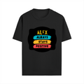 Male Standard Crew T-Shirt | Regular Fit | 100% Cotton (180 GSM) | DTG Print | Durable & Comfortable | Adult | Personalized | DTG | Graphic | Positivity | Motivation | Everyday | Optimistic | Always Stay Positive - front - Black - mockup 1