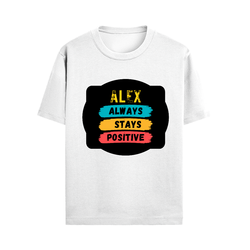 Male Standard Crew T-Shirt | Regular Fit | 100% Cotton (180 GSM) | DTG Print | Durable & Comfortable | Adult | Personalized | DTG | Graphic | Positivity | Motivation | Everyday | Optimistic | Always Stay Positive - front - White - mockup 1