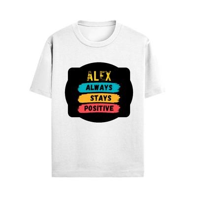 Male Standard Crew T-Shirt | Regular Fit | 100% Cotton (180 GSM) | DTG Print | Durable & Comfortable | Adult | Personalized | DTG | Graphic | Positivity | Motivation | Everyday | Optimistic | Always Stay Positive - front - White - mockup 1