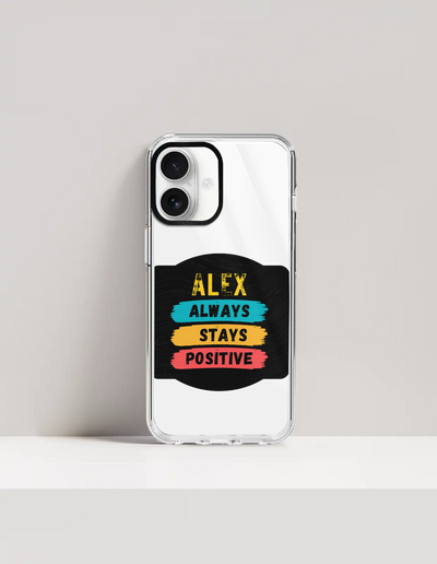 iPhone Glass Case | For iPhone Users | Tempered Glass Back & TPU Sides | Durable Protection & Fade-Proof Print | Unisex | Personalized | Graphic | Positivity | Motivation | Everyday | Optimistic | Always Stay Positive - front_16 - 16 - mockup 4
