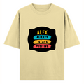 Oversized Standard T-Shirt | Unisex Relaxed Fit | 100% Super Combed Cotton DTG | Soft, Breathable & Durable | Adult | Personalized | DTG | Graphic | Positivity | Motivation | Everyday | Optimistic | Always Stay Positive - front - Beige - mockup 1