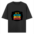 Oversized Standard T-Shirt | Unisex Relaxed Fit | 100% Super Combed Cotton DTG | Soft, Breathable & Durable | Adult | Personalized | DTG | Graphic | Positivity | Motivation | Everyday | Optimistic | Always Stay Positive - front - Black - mockup 1