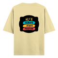 Oversized Standard T-Shirt | Unisex Relaxed Fit | 100% Super Combed Cotton DTG | Soft, Breathable & Durable | Adult | Personalized | DTG | Graphic | Positivity | Motivation | Everyday | Optimistic | Always Stay Positive - back - Beige - mockup 2