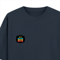 Oversized Standard T-Shirt | Unisex Relaxed Fit | 100% Super Combed Cotton DTG | Soft, Breathable & Durable | Adult | Personalized | DTG | Graphic | Positivity | Motivation | Everyday | Optimistic | Always Stay Positive - left pocket - Navy Blue - mockup 3