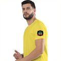 Female Classic Crew T-Shirt | Women's Regular Fit | 180 GSM Bio-Washed Cotton | Double Stitched, Pre-Shrunk | Personalized | DTG | Graphic | Positivity | Motivation | Everyday | Optimistic | Always Stay Positive - left sleeve - New Yellow - mockup 5