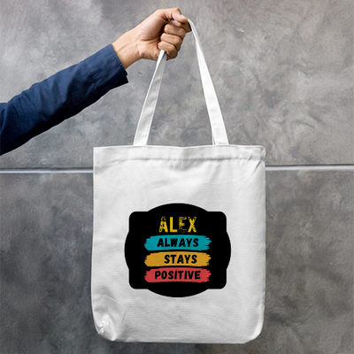 Tote Bag Zipper | Unisex | 100% Cotton Canvas | Printing, Embroidery | Zipper Closure, Long Handle | Everyday Carry | Personalized | DTG | Embroidery | Graphic | Positivity | Motivation | Everyday | Optimistic | Always Stay Positive - front - mockup 1