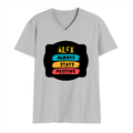 Men's V-Neck T-Shirt | Regular Fit | 180 GSM Bio-Washed Cotton | DTG Print | Durable | Personalized | DTG | Graphic | Positivity | Motivation | Everyday | Optimistic | Always Stay Positive - front - Grey Melange - mockup 1