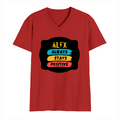 Men's V-Neck T-Shirt | Regular Fit | 180 GSM Bio-Washed Cotton | DTG Print | Durable | Personalized | DTG | Graphic | Positivity | Motivation | Everyday | Optimistic | Always Stay Positive - front - Red - mockup 1
