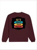 Oversized Sweatshirt | Roomy Relaxed Fit | 400 GSM Cotton Blend | Pre-Shrunk Drop Shoulder | Unisex Adult | Personalized | DTG | Graphic | Positivity | Motivation | Everyday | Optimistic | Always Stay Positive - back - Maroon - mockup 2