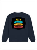 Oversized Sweatshirt | Roomy Relaxed Fit | 400 GSM Cotton Blend | Pre-Shrunk Drop Shoulder | Unisex Adult | Personalized | DTG | Graphic | Positivity | Motivation | Everyday | Optimistic | Always Stay Positive - back - Navy Blue - mockup 2
