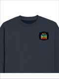 Oversized Sweatshirt | Roomy Relaxed Fit | 400 GSM Cotton Blend | Pre-Shrunk Drop Shoulder | Unisex Adult | Personalized | DTG | Graphic | Positivity | Motivation | Everyday | Optimistic | Always Stay Positive - left pocket - Navy Blue - mockup 3