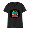 Male V Neck T-Shirt | Regular Fit | 180 GSM Bio-Washed Cotton | DTF Print | Double Stitched, Pre-Shrunk | Men | Personalized | DTF | Graphic | Positivity | Motivation | Everyday | Optimistic | Always Stay Positive - front - Black - mockup 1
