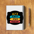 NotePad | A5 Size | Digital Print | 120 Pages | Unisex | Personalized | Graphic | Positivity | Motivation | Everyday | Optimistic | Always Stay Positive - back - White - mockup 2