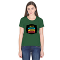 Women's Classic Crew T-Shirt | Regular Fit | 180 GSM Bio-Washed Cotton | DTF Print Ready | Double Stitched, Pre-Shrunk | Personalized | DTF | Graphic | Positivity | Motivation | Everyday | Optimistic | Always Stay Positive - front - Bottle Green - mockup 1
