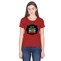 Women's Classic Crew T-Shirt | Regular Fit | 180 GSM Bio-Washed Cotton | DTF Print Ready | Double Stitched, Pre-Shrunk | Personalized | DTF | Graphic | Positivity | Motivation | Everyday | Optimistic | Always Stay Positive - front - Red - mockup 1