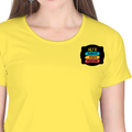 Women's Classic Crew T-Shirt | Regular Fit | 180 GSM Bio-Washed Cotton | DTF Print Ready | Double Stitched, Pre-Shrunk | Personalized | DTF | Graphic | Positivity | Motivation | Everyday | Optimistic | Always Stay Positive - left pocket - New Yellow - mockup 3