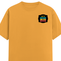 Men's Classic Crew T-Shirt | Regular Fit | 180 GSM Bio-Washed Cotton | DTF Print Ready | Pre-Shrunk, Durable | Personalized | DTF | Graphic | Positivity | Motivation | Everyday | Optimistic | Always Stay Positive - left pocket - Golden Yellow - mockup 3