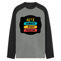 Male Raglan T-Shirt | Men's Regular Fit | 180 GSM Bio-Washed Cotton Blend | DTG Printed | Durable & Pre-Shrunk | Personalized | DTG | Graphic | Positivity | Motivation | Everyday | Optimistic | Always Stay Positive - front - mockup 1