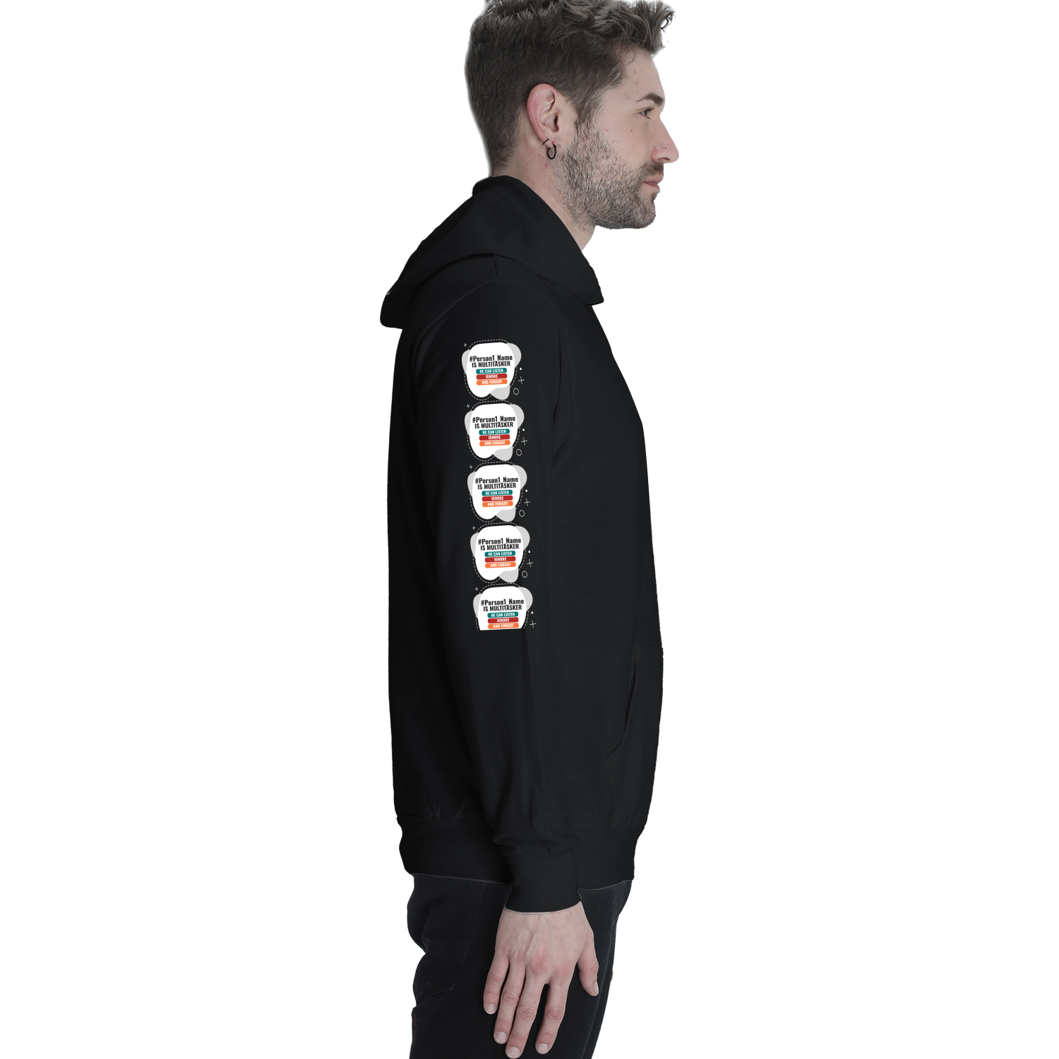 Personalized Humorous Pullover Hoodie Embroidery with Custom Name