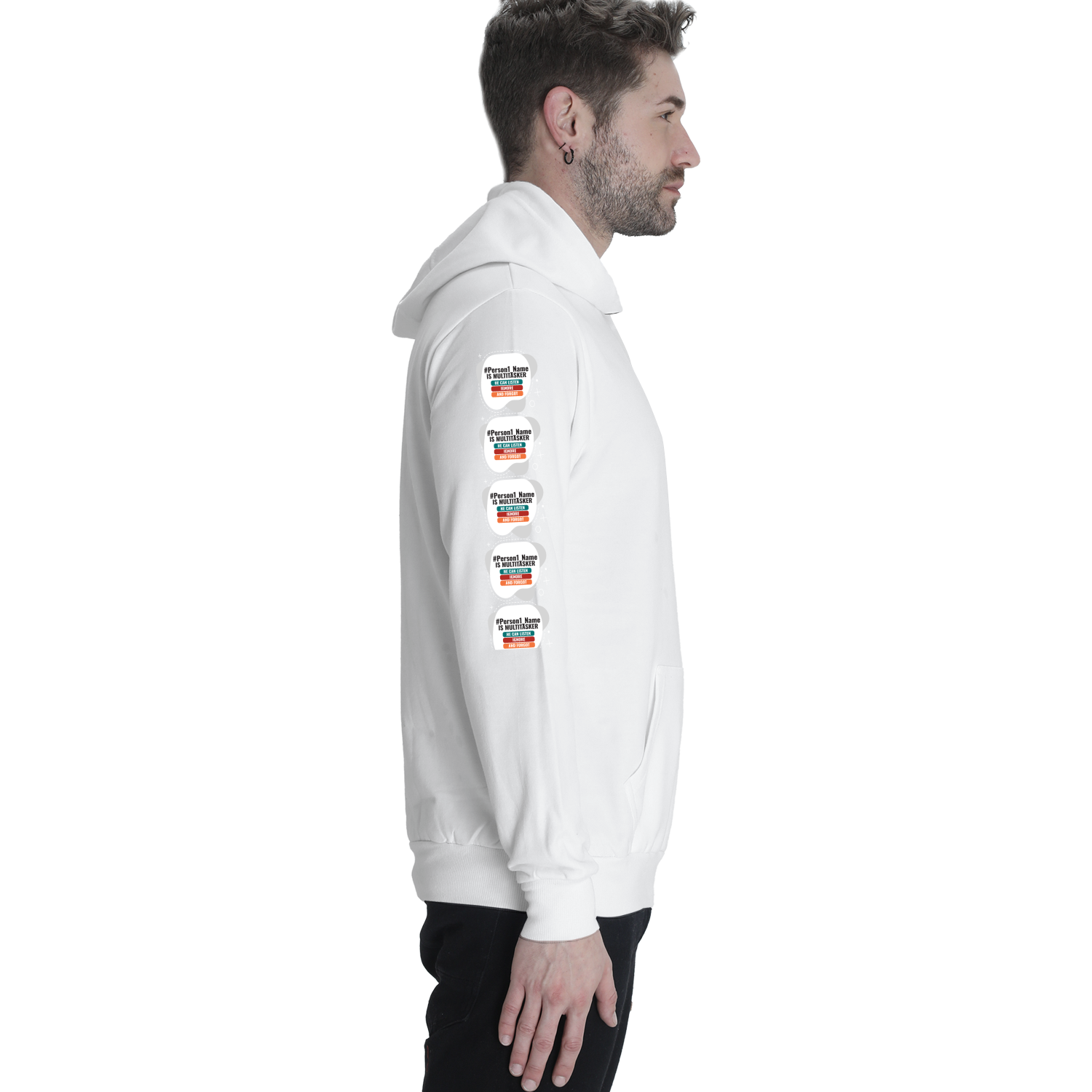 Personalized Humorous Pullover Hoodie Embroidery with Custom Name