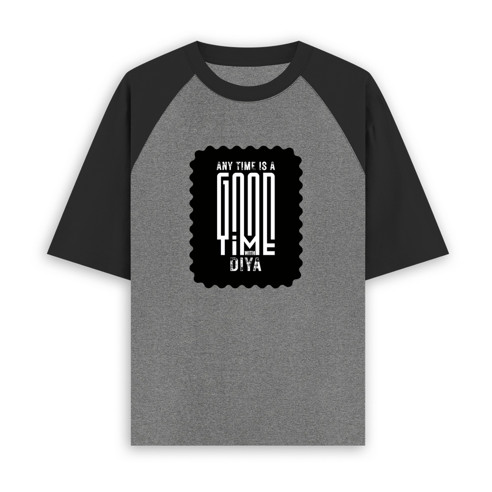 Unisex Oversized Raglan (Dtg) | Personalized | DTG | Modern | Shared Moments | Everyday | Positive | Good Time - front - mockup 1