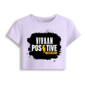 Female Baby Tee | Cropped Fit, Gen Z | 95% Cotton 5% Spandex, DTG | Stretchable, Breathable, Pre-Shrunk | Women | Personalized | DTG | Bold | Positivity | Motivation | Everyday | Energetic | Positive Vibes Only - front - Lavender - mockup 1