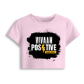 Female Baby Tee | Cropped Fit, Gen Z | 95% Cotton 5% Spandex, DTG | Stretchable, Breathable, Pre-Shrunk | Women | Personalized | DTG | Bold | Positivity | Motivation | Everyday | Energetic | Positive Vibes Only - front - Light Baby Pink - mockup 1