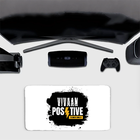 Gaming Pad | Extended 60x30cm & 80x33cm | Sublimation Print | 3mm Thick, Skid-Proof Grip, Stitched Edges | Unisex | Personalized | Bold | Positivity | Motivation | Everyday | Energetic | Positive Vibes Only - front_80x33cm - mockup 1