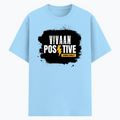 Cotton Stretch T-Shirt | Unisex Adult | 95% Cotton 5% Spandex Blend | 240 GSM, Breathable, Flexible | DTF Print Ready | Personalized | DTF | Bold | Positivity | Motivation | Everyday | Energetic | Positive Vibes Only - front - Baby Blue - mockup 1