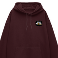 Oversized Hoodie | Unisex Relaxed Fit | 400 GSM Cotton Blend | DTG Printed | Drop Shoulder, Pre-Shrunk | Adults | Personalized | DTG | Bold | Positivity | Motivation | Everyday | Energetic | Positive Vibes Only - left pocket - Maroon - mockup 3