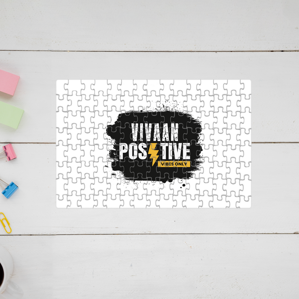 Jigsaw Puzzle | 120 Pieces A4 Size | Recycled Paper Semi-Gloss Finish | Engaging Entertainment Brain Booster | Unisex All Ages | Personalized | Bold | Positivity | Motivation | Everyday | Energetic | Positive Vibes Only - front - mockup 1