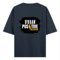 Oversized Standard T-Shirt | Unisex Relaxed Fit | 100% Super Combed Cotton DTG | Soft, Breathable & Durable | Adult | Personalized | DTG | Bold | Positivity | Motivation | Everyday | Energetic | Positive Vibes Only - back - Navy Blue - mockup 2