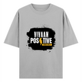 Oversized Standard T-Shirt | Unisex Oversized Fit | 180 GSM 100% Super Combed Cotton | DTF Print | Soft & Durable | Personalized | DTF | Bold | Positivity | Motivation | Everyday | Energetic | Positive Vibes Only - front - Grey Melange - mockup 1