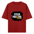 Oversized Classic T-Shirt | Unisex Oversized Fit | 100% Super-Combed Cotton | Pre-Shrunk & Ribbed Neck | Adults | Personalized | DTG | Bold | Positivity | Motivation | Everyday | Energetic | Positive Vibes Only - front - Red - mockup 1