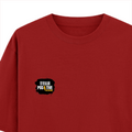 Oversized Classic T-Shirt | Unisex Oversized Fit | 100% Super-Combed Cotton | Pre-Shrunk & Ribbed Neck | Adults | Personalized | DTG | Bold | Positivity | Motivation | Everyday | Energetic | Positive Vibes Only - left pocket - Red - mockup 3