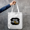 Tote Bag Zipper | Unisex | 100% Cotton Canvas | Printing, Embroidery | Zipper Closure, Long Handle | Everyday Carry | Personalized | DTG | Embroidery | Bold | Positivity | Motivation | Everyday | Energetic | Positive Vibes Only - front - mockup 1
