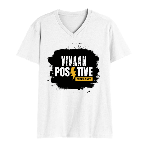 Men's V-Neck T-Shirt | Regular Fit | 180 GSM Bio-Washed Cotton | DTG Print | Durable | Personalized | DTG | Bold | Positivity | Motivation | Everyday | Energetic | Positive Vibes Only